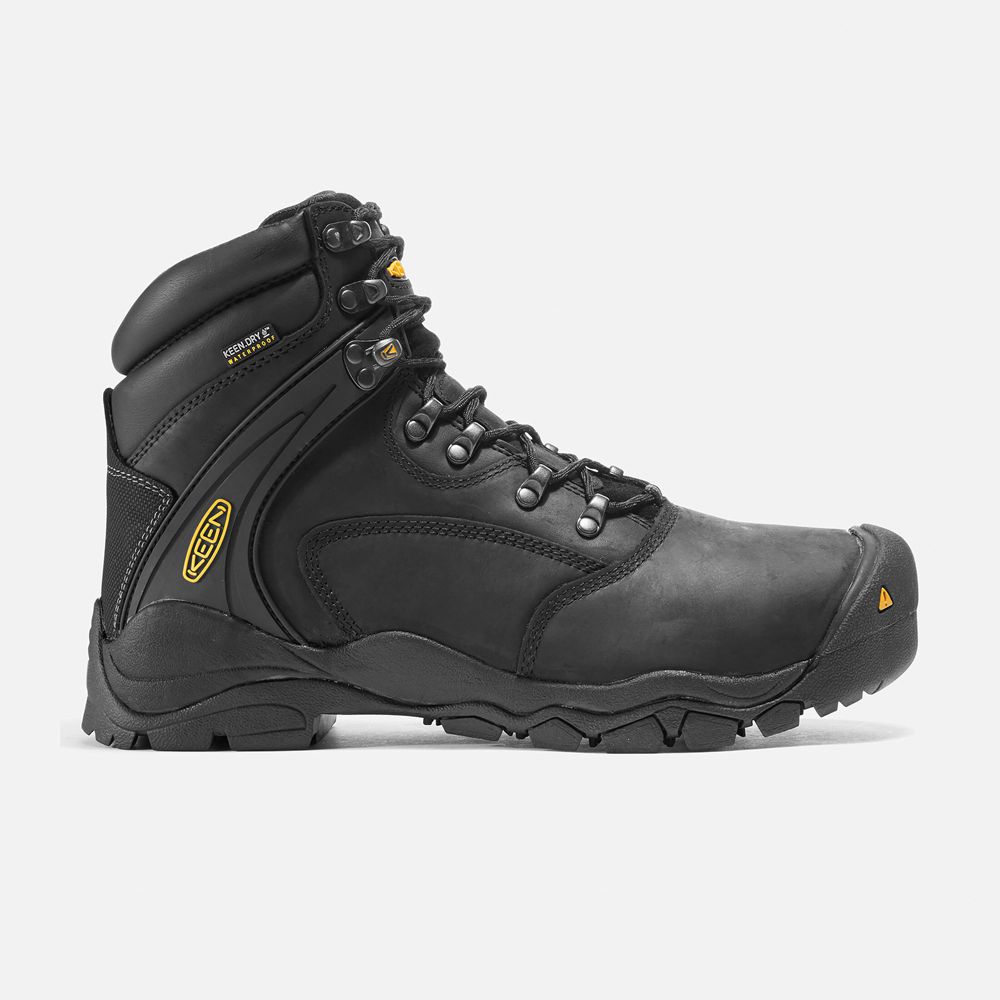 Keen Trekking Bot Erkek Siyah - Louisville 6" (Steel Toe) - Türkiye DRQX50746